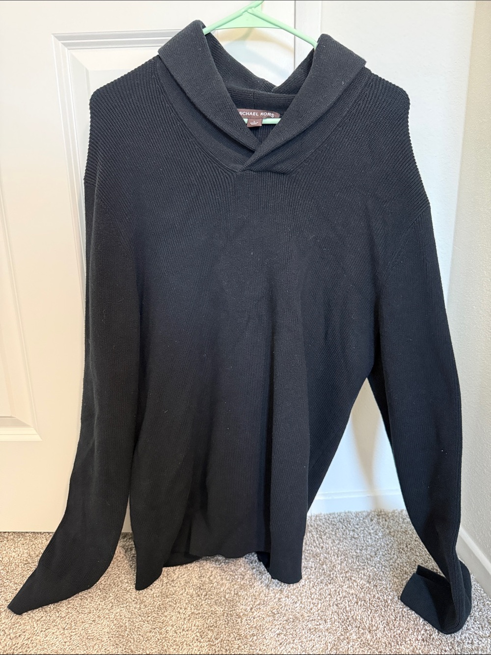 Michael Kors Men’s Black V-Neck Shawl Collar Sweater